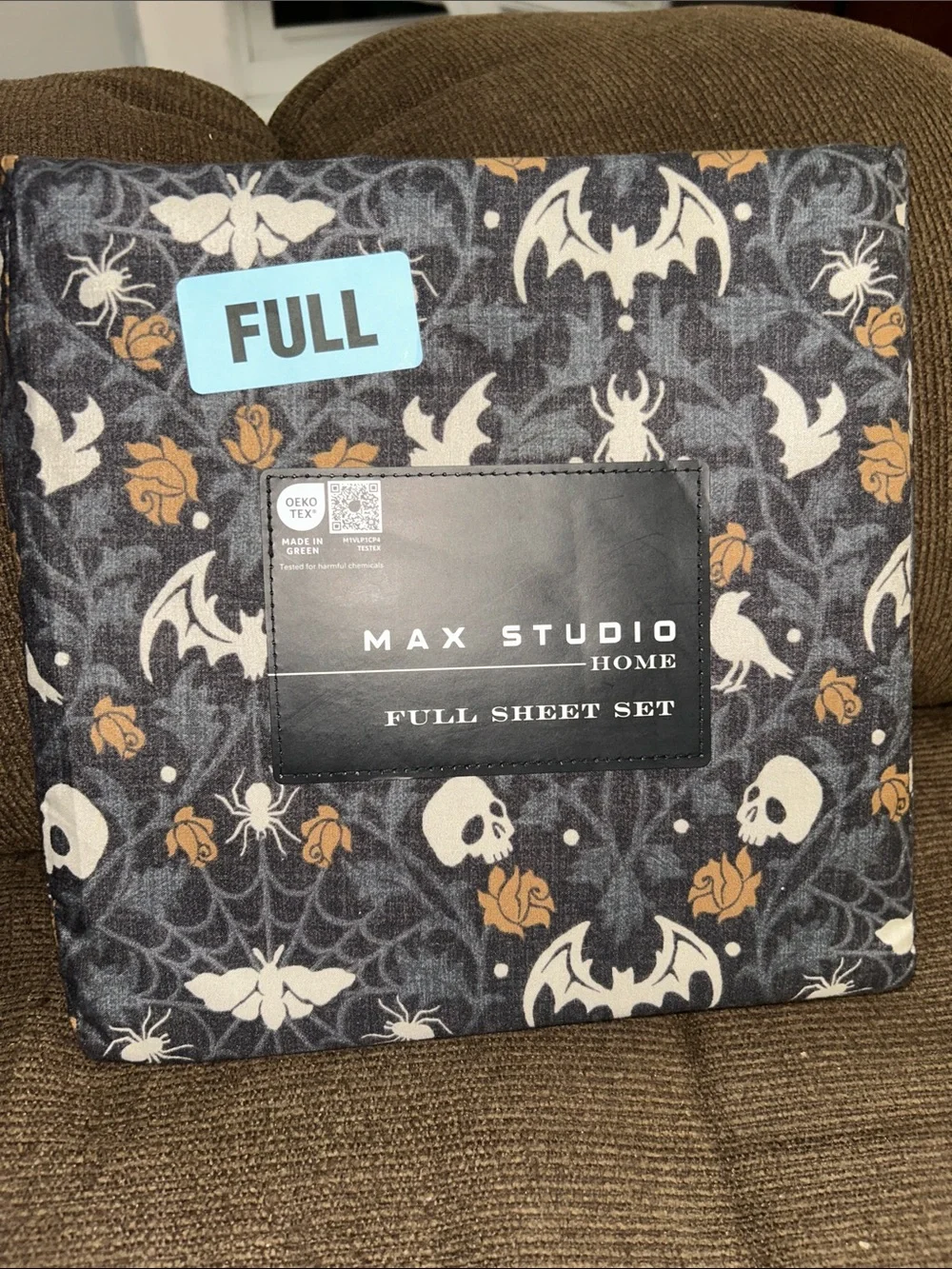 Max Studio Halloween Full Sheet Set in Gray, Cream, Brown Accents